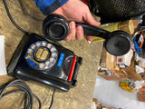 Vtg black rotary dial telephone Kellogg 1000 40's Home Business Redbar Phone