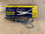 Vintage In Genia Super DeLuxe Forged Steel 8” Kitchen Shears Scissors # 5235