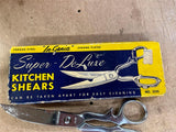 Vintage In Genia Super DeLuxe Forged Steel 8” Kitchen Shears Scissors # 5235