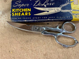 Vintage In Genia Super DeLuxe Forged Steel 8” Kitchen Shears Scissors # 5235