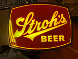 Vintage 1980s Made In USA Stroh's Beer Advertising Double Sided Lighted Sign