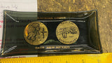 Vtg glass advertising ashtray Kachina Lodge in Taos New Mexico 1965 350th ann