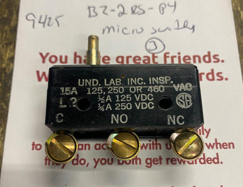 Micro Switch BZ-2RS-P4 Limit Switch BZ2RSP4 15 AMP 125 250 460 vac 7.69 SUNCRAFT