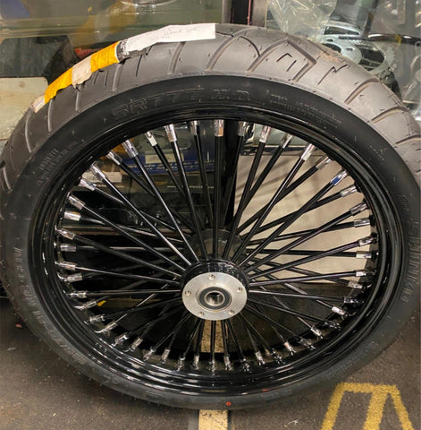 3.5x21 Fat Spoke Wheel Black 120 Tire Mounted Harley Heritage Softail FXST Chopp