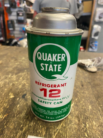 Vtg Full Quaker State R-12 Oil Tin Can Collectible Minty Metal