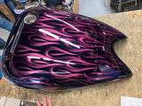 Stretched Softail Gas Tank Custom Flame Paint Chopper 84-99 FXST Fatboy Heritage