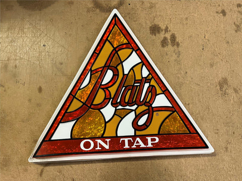 VTG 1976 Made In USA Blatz On Tap Stained Glass Style Advertising Sign Man Cave