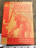 Vtg 30's Burch's Jumbo Pop Corn box Carnival Clown Jumbo Elephant Antique collec