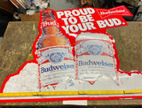 Budweiser Beer Proud To Be Your Bud Embossed Tin Metal Sign Brewer 90's Man Cave
