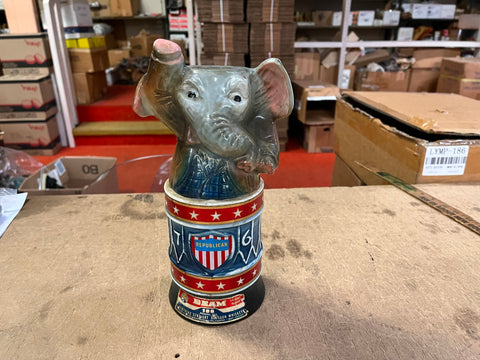 EMPTY VTG 1976 Republican Elephant Jim Beam Whiskey Decanter