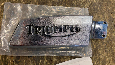 1969 Triumph Trident gas tank Emblem Badge T150 Left OEM Bread box NOS 82-9360