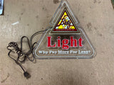 VTG 1983 Made In USA Blatz Why Pay More For Less Lighted Advertising Sign