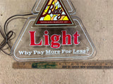 VTG 1983 Made In USA Blatz Why Pay More For Less Lighted Advertising Sign