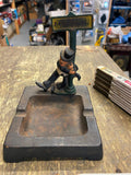Vtg 40's cast iron ashtray Drunk On Light pole Souvenir Antique Cigar Cigarette