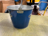 Lot of 2 Bud Light Embossed Metal Ice Buckets With Handles Basketball