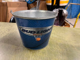 Lot of 2 Bud Light Embossed Metal Ice Buckets With Handles Basketball