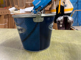 Lot of 2 Bud Light Embossed Metal Ice Buckets With Handles Basketball