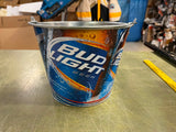 Lot of 2 Bud Light Embossed Metal Ice Buckets With Handles Basketball