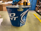 Lot of 2 Bud Light Embossed Metal Ice Buckets With Handles Basketball