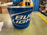 Lot of 2 Bud Light Embossed Metal Ice Buckets With Handles Basketball