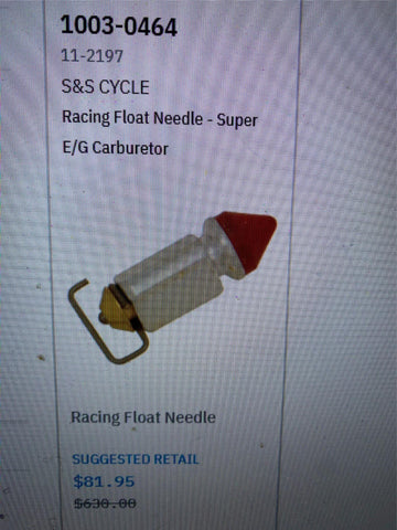 S&S Cycle Racing Needle Float Super E & G Carbs 11-2197 Harley Drag Bagger