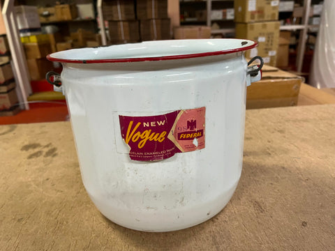 Vtg Made In USA Federal New Vogue Porcelain Enameled Ware Farmhouse Pail Bucket