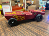 Vintage Boy Scouts BSA Pine Wood Derby Car #5 Red Flames