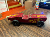 Vintage Boy Scouts BSA Pine Wood Derby Car #5 Red Flames