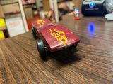 Vintage Boy Scouts BSA Pine Wood Derby Car #5 Red Flames