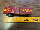 Vintage Boy Scouts BSA Pine Wood Derby Car #5 Red Flames