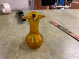 VTG Made In USA Kanawha Amber Crackle Glass Pitcher Vase Art Deco