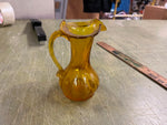 VTG Made In USA Kanawha Amber Crackle Glass Pitcher Vase Art Deco