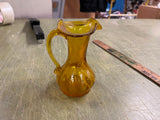 VTG Made In USA Kanawha Amber Crackle Glass Pitcher Vase Art Deco