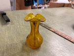VTG Made In USA Kanawha Amber Crackle Glass Pitcher Vase Art Deco