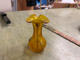 VTG Made In USA Kanawha Amber Crackle Glass Pitcher Vase Art Deco