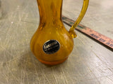VTG Made In USA Kanawha Amber Crackle Glass Pitcher Vase Art Deco