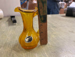 VTG Made In USA Kanawha Amber Crackle Glass Pitcher Vase Art Deco