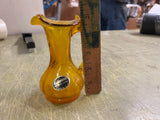 VTG Made In USA Kanawha Amber Crackle Glass Pitcher Vase Art Deco