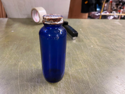 VTG Made In USA Bromo Seltzer Cobalt Blue Medicine Drug Bottle With Lid
