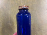 VTG Made In USA Bromo Seltzer Cobalt Blue Medicine Drug Bottle With Lid