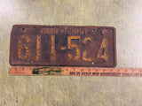 VTG Original Antique 1929 Pennsylvania License Plate 611-52A Rat Rod Man Cave