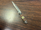 Vintage Made In Japan Western Style Mini Fixed Blade Compass Knife W/ Sheath