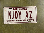 ARIZONA LICENSE PLATE NJOY AZ GRAND CANYON STATE FRONT BOOSTER SOUVENIR SIGN
