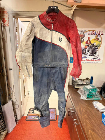 Vtg German Harro Quality Leather Motorcycle Full Racing Suit Jacket Pants 56 2PC