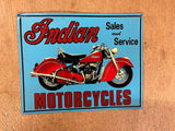 Vintage 1991 Desperate Sign Co. Indian Motorcycle Tin Sign 6"x 5" Vintage