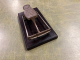 Antique Cast Iron Griffith Self Shine Foot Rest Pat. OCT 1923 Wood Mount Adverti