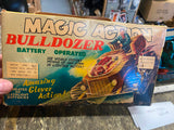 Showa Japan 60s Nomura Toy Tin Toy Magic Action Battery Op Bulldozer Orig Box!