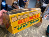 Showa Japan 60s Nomura Toy Tin Toy Magic Action Battery Op Bulldozer Orig Box!