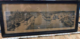 Vtg framed print Painting "Nantes - Panorama Vers L'Est" historic view France Lo