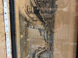 Vtg framed print Painting "Nantes - Panorama Vers L'Est" historic view France Lo